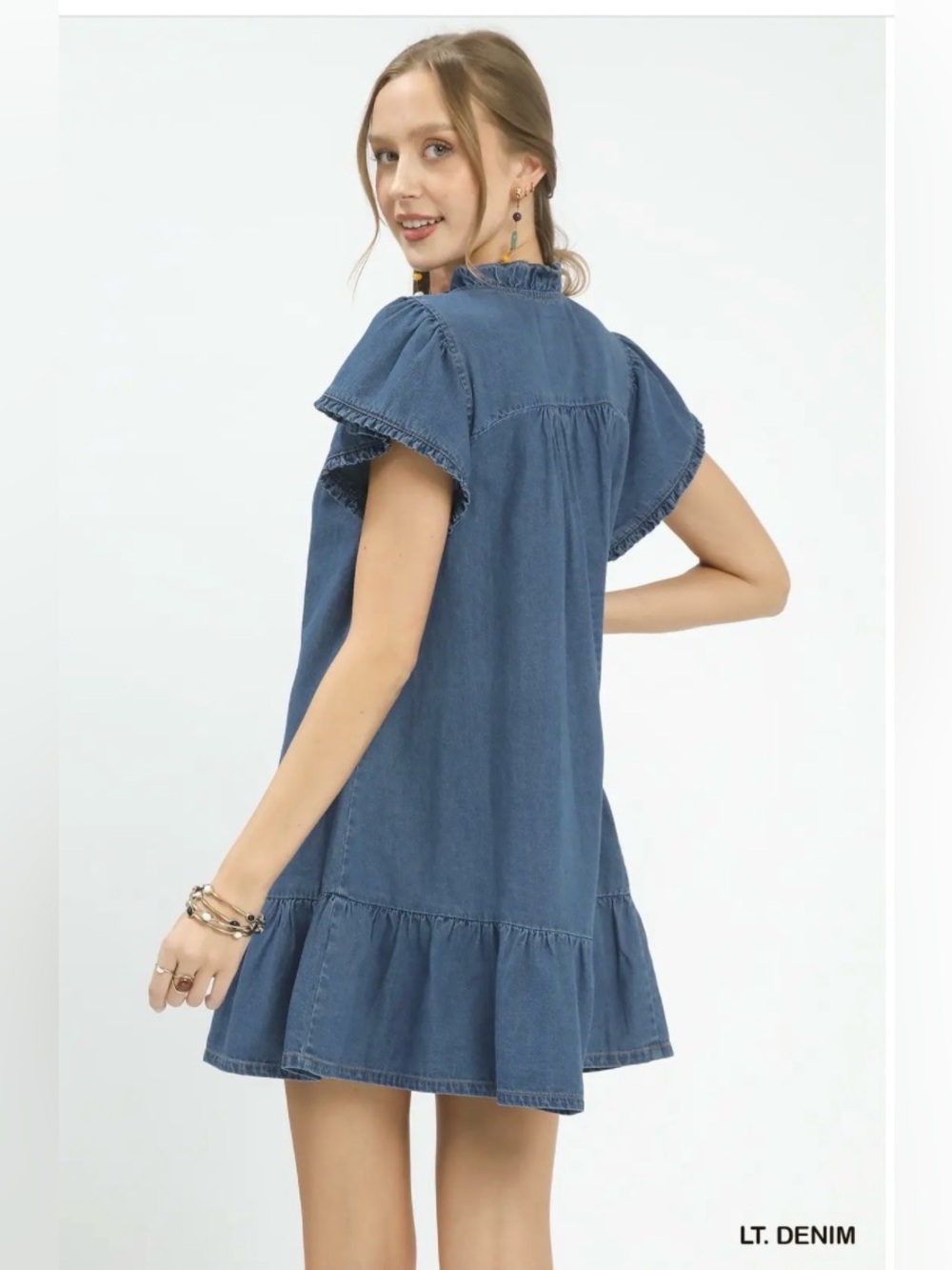 Umgee Ruffled Washed Denim Dress🛍️ - Picture 5 of 6